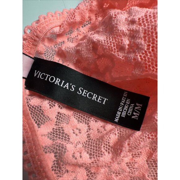 Victorias Secret Sexy Little Things Lace Slip Dress Ruffled Orange Sz M - Picture 5 of 8